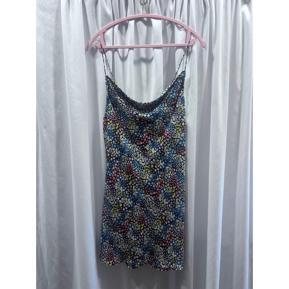 Row A Floral Cowl Neck Mini Dress Small Black Ditsy Print Adjustable Straps